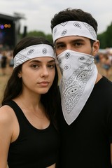 Red Paisley Bandana Headband 100% Cotton 21×21 Unisex Head Wrap Scarf Face Cover
