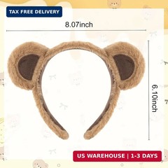 YARIEW 12pcs Bear Headbands for Women Animal Ears and Bear Ears Headband Plush H