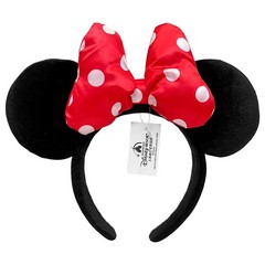 Disney’ Parks Classic Black Red Bow Headband Polka Dot Minnie Ears Mickey Mouse