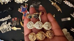 Vintage Assorted Costume Hair Accessories Lot Including Barrettes, Combs, and Ha
