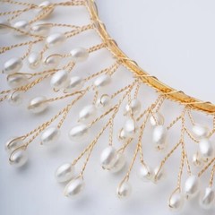 Headbands for women,GOLD or SILVER Color, Leaf And Pearls Finish, Festive Halo.