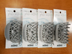4 Pack: Scunci Earth-Friendly Upcycled Large Jaw Clip *GREY* (6636) R9P5a