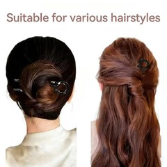 4PCS French U-Shaped Hair Clips – 4.6″ Magic-Grip U-Grip Pins for Long, Thick, C