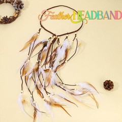 GORTIN Boho Feather Headband Gypsy Indian 1 Count (Pack of 1), White
