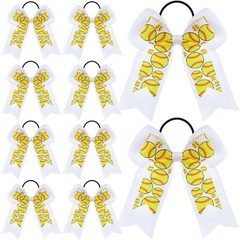 20 Pcs Softball Hair Bows Double Layers Cheer Hair Bows White Ribbon Accessor…