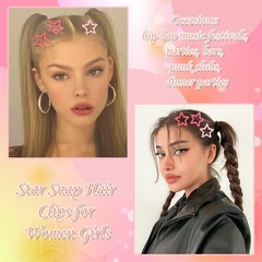 12PCS Pink Star Hair Clips Non Slip Barrettes Multi Colors Hair Decoration