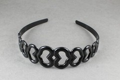 Black headband hearts plastic 1 5/16″ wide head band hair accessory heart