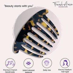 French Amie 7 Teeth Handmade Celluloid Side Hair Comb for Women and Girls