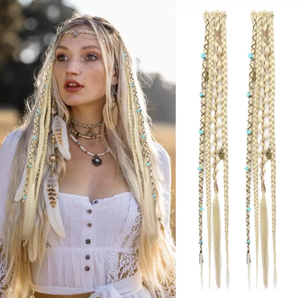 New! A pair(2 sets) Boxing Braid Synthetic Hair Bohemian Extension Clip in