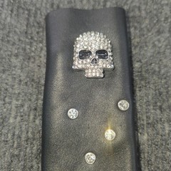 The Original Hair Glove Hair Wrap OS Black Leather Skull Rhinestone Biker Glam