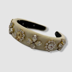 $395 Lele Sadoughi Women’s Ivory Velvet Embellished Medallion Alice Headband