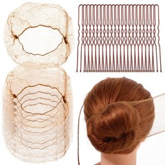 Hair Nets and Pins Set – 20 Invisible Nets and 50 U Shaped Pins for Buns, Bal…