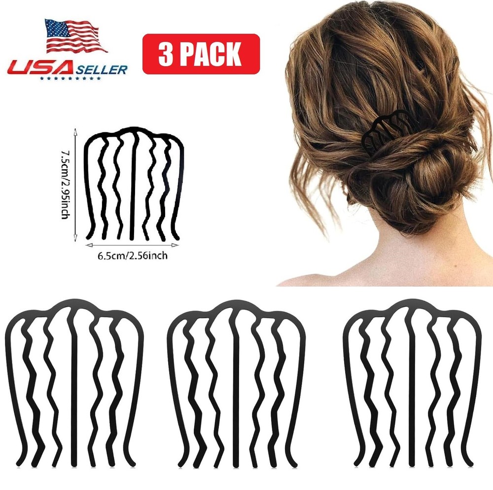 6× Hair Side Comb Set Vintage Hair Fork Clip U Shape French Twist Hair Pin Hair