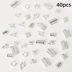 40/80PCS Hair Rings Braids Dreadlocks Loc Jewelry Hollow Hair Cuffs DIY
