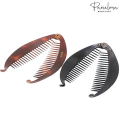 French Flat Fat Fish Set of 2 Shell Brown and Black Banana Hair Clips