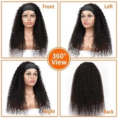 Headband Wig Human Hair 12A Deep Wave Headband Wig 200% Density Glueless None La