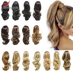Thick Jaw Claw Clip In Ponytail Curly Wavy Hair Extensions Natural As Human Hair