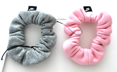 Nike Club Fleece Gathered Ponytail Hair Tie 2 Pack DK Grey Heather/Med Soft Pink