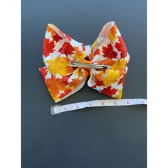 Autumn Princess Girly Orange Red & White Fall Leaves Clip Thanksgiving Hair Bow