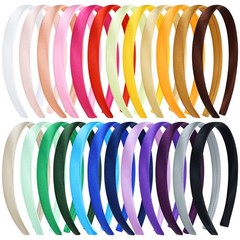 24 Pieces Candy Color Width 1.5cm/0.6″ Plastic Headbands Satin Wrapped Blank …