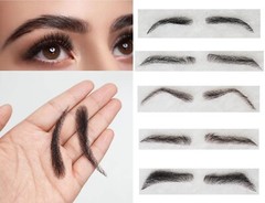 Seamless Lace Full Hand Tied Natural Color 100% Human Hair Eyebrows, 5 styles