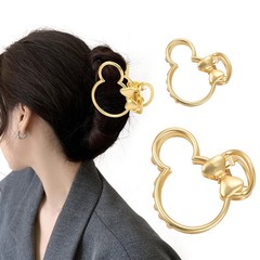 2 PCS Metal Hair Claw Clips Mouse Large Gold Thick Non-Slip Barrette Jaw