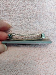 Glossy Fused Studio Art Glass French Barrette Clip In Pink, Black, And Gray. Med