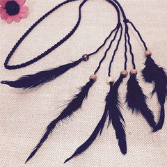 Boho Indian Feather Headband Headdress Hair Rope Headwear Tribal Hippie Party Ha