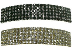 Set of 2 Large Vintage Bar Barrettes Sparkly Crystals Thick Hair Barrettes0004-2