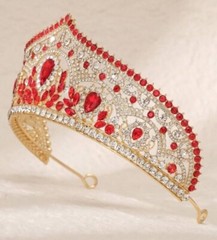 Women’s Tiara Crystal Wedding Royal Princess Queen Quinceañera Red