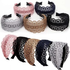 Non-Slip Multicolor Lace Headband Wide-Head Cutout Hard Headbands for Women and