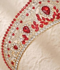 Women’s Tiara Crystal Wedding Royal Princess Queen Quinceañera Red