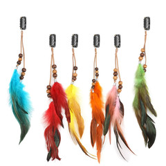 Boho Feather Hair Clips Hippie Hair Extensions 6 Pcs Indian Tribal Bead Gypsy…