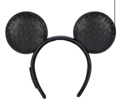 Loungefly Disney Mickey Mouse Ears Headband Black Faux Leather Padded Logo