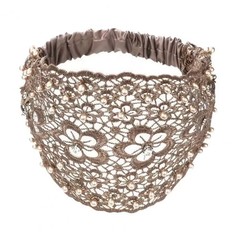 Elegant Women Hollow Headband Flower Pattern Shiny Rhinestones Faux Pearls Hair