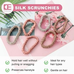 6Pcs Silk Hair Ties Small 22 Momme 100% Pure Mulberry Silk Scrunchies for Women