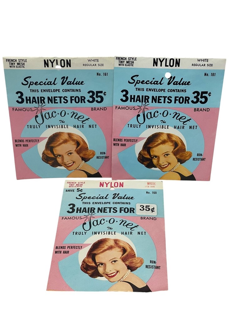 Vintage Jac-o-net Hairnet Lot White Regular & Bob Size 9 Hairnets