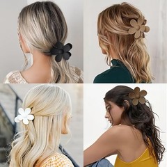 Flower Hair Clips, 8PCS Large Claw Clips for Women Thick Color C:Neutral Color