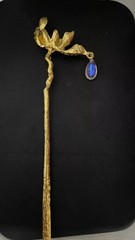Lotus Hairpin Crystal Drop Chinese Style Gold Hair Stick Hanfu Qipao Accessory