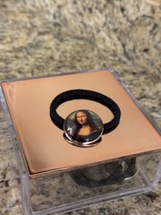 Mona Lisa 25 mm Glass Silver-Tone Bezel Hair Accessory Ponytail Holder Hair Tie