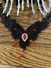 YTAONS Halloween Skeleton Hand Hair Clip Set w/ Bow & Red Gem Accents