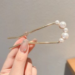 Metal U-Shaped Hair Sticks Combs Pearl Tassel Hair Fork Hair Clip Hairpins Women