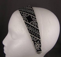 Black White geometric print satin 1 5/8″ wide headband hair band accessory