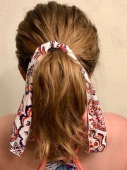 Hand Made Western Wild Rag Hair Ties White Floral Hair Tie Short