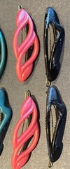 7 Vintage ges geschützt plastic Metal Snap Back hair barrettes W. Germany 2.5”