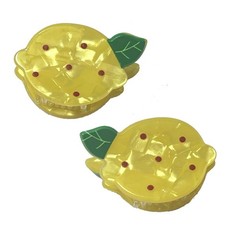 Mini Lemon Hair Claw Clip: Small Cute Acetate 1 Count (Pack of 2), Yellow