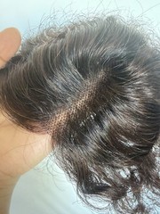 3″x4″ Invisible Thin Lace Front Wavy 100% Real Human Hair Topper Clip in 25cm