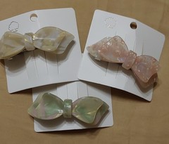 3 Pcs Acrylic Plastic Hair Bow Barrettes Clips NEW – SO CUTE!