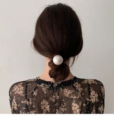 US 4PCS Women Elastic Ropes XL Pearl Hair Ties Ponytail Hair Rings Rubber bands