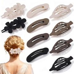 10 Pcs Flat Hair Clips for Women, 3 Styles Matte No Bump Claw Multicolor